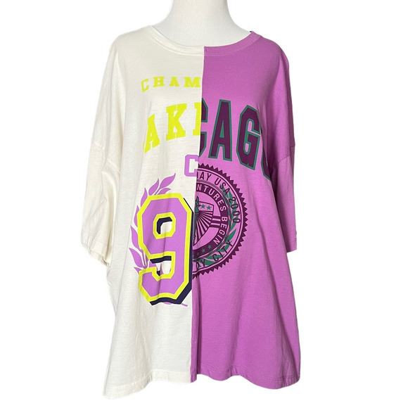 Wild Fable Oversized Split Tee Colorblock Short Sleeve T-Shirt - Picture 1 of 6